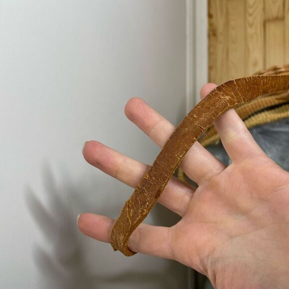 Vintage Handmade‎ Sisal Woven Leather Strap Market Tote Round Bag Tan Black - Picture 8 of 10